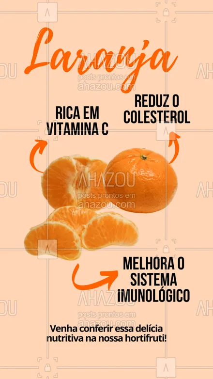 posts, legendas e frases de hortifruti para whatsapp, instagram e facebook: Quais os benefícios da laranja? Mantém a nossa pele saudável, previne problemas cardiovasculares, e muito mais! Venha aproveitar essa delícia no nosso hortifrut! ?#ahazoutaste #hortifruti #organic #alimentacaosaudavel #vidasaudavel #frutas #ahazoutaste 