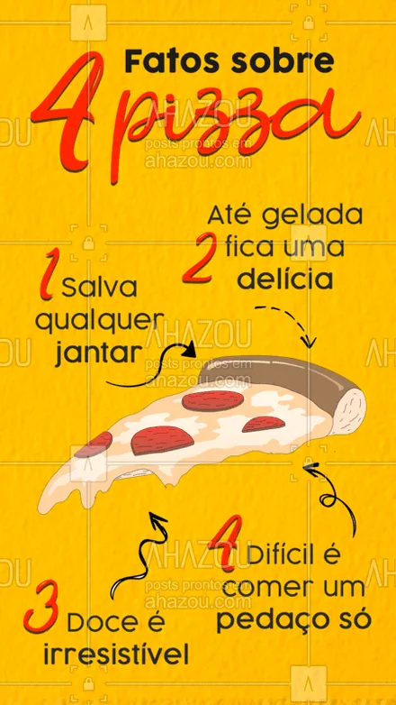 posts, legendas e frases de pizzaria para whatsapp, instagram e facebook: E o 5º fato é que é a melhor coisa do mundo! ??? #pizza  #ahazoutaste #pizzaria #bandbeauty