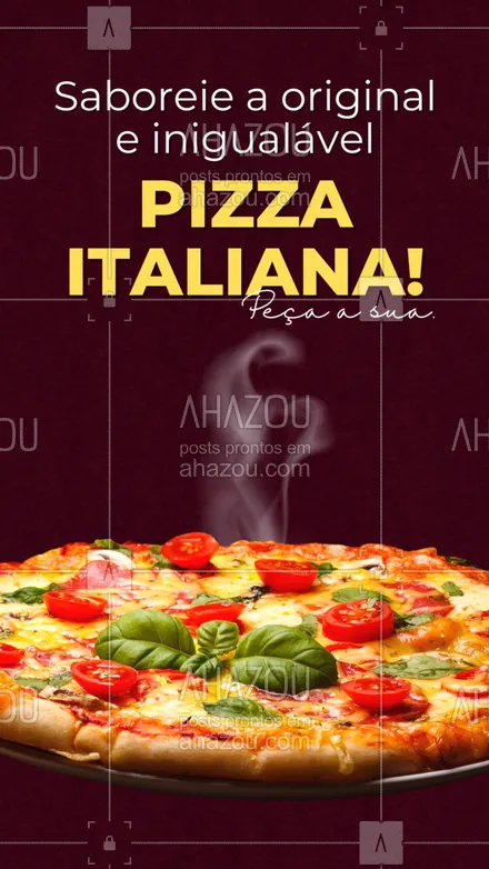 posts, legendas e frases de cozinha italiana para whatsapp, instagram e facebook: Já pensou em trazer a Itália para pertinho de você? Prove nossa pizza italiana e comprove! 😋 #ahazoutaste #pizzaitaliana #italiana  #comidaitaliana  #cozinhaitaliana  #massas  #pasta  #italy #pizza