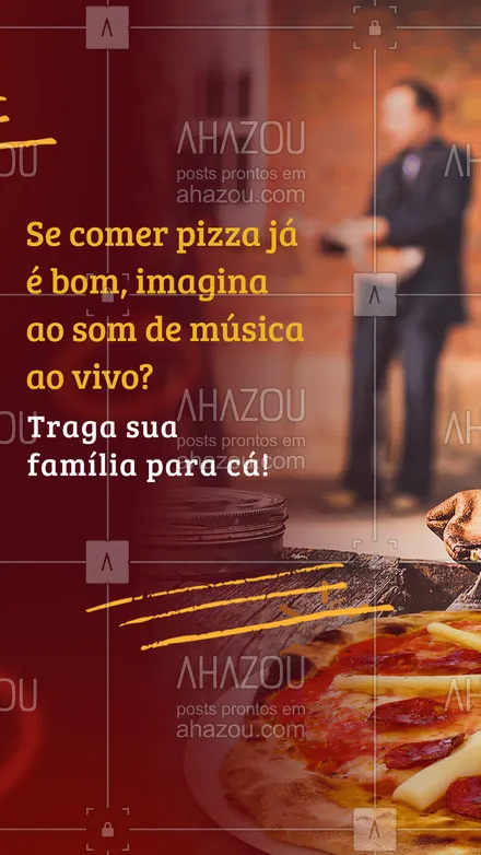 posts, legendas e frases de pizzaria para whatsapp, instagram e facebook: Nós garantimos uma noite com muita comida e música boa! 🤗
#musicaaovivo #ahazoutaste #pizza  #pizzalife  #pizzalovers  #pizzaria 