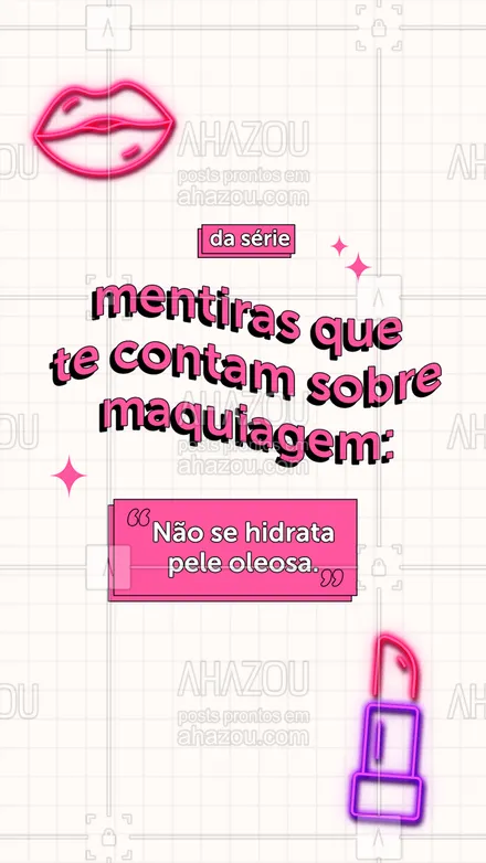 posts, legendas e frases de maquiagem para whatsapp, instagram e facebook: 🤔 Oi??? Muitas pessoas dizem que pele oleosa não se hidrata pois isso a deixa mais oleosa. Se você também achava isso, vim te dizer que pode ficar tranquila, porque isso é um mito! Existem hidratantes específicos para cada tipo de pele. ✨Todas as peles devem receber a hidratação adequada, principalmente antes da maquiagem, para que o resultado seja incrível assim como a expectativa. Você sabia disso? Me conta aqui nos comentários. 👇 #AhazouBeauty #makeoftheday  #makeup  #maquiadora  #maquiagem  #mua  #muabrazil #peleoleosa #hidratação #curiosidades #mitos