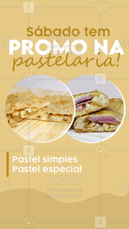 posts, legendas e frases de pastelaria  para whatsapp, instagram e facebook: Aqui tem pastel saboroso e promo pra te deixar feliz nesse sábado! #ahazoutaste #amopastel  #instafood  #pastelaria  #pastel  #pastelrecheado 