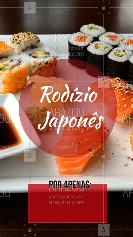 posts, legendas e frases de cozinha japonesa para whatsapp, instagram e facebook: Venha conhecer nosso rodízio japonês. O melhor da região! #rodiziojapones #sushi #sashimi #ahazou #comidajaponesa #euamo #gastronomia 