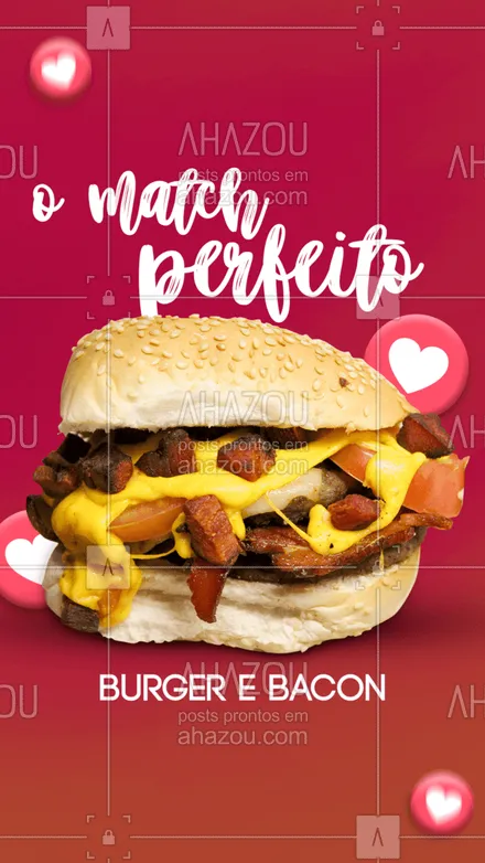 posts, legendas e frases de hamburguer para whatsapp, instagram e facebook: O match que mais deu certo nessa vida, com certeza foi o do burger com bacon! ?? #bacon #muitobacon #ahazoutaste #hamburgueria #burgerlovers #burger