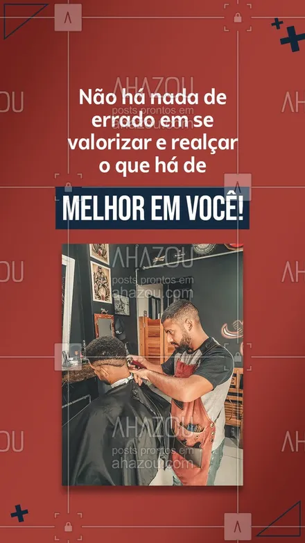 posts, legendas e frases de barbearia para whatsapp, instagram e facebook: Não tenha medo de investir na sua autoestima e em dedicar um tempo para cuidar de você mesmo. Homem que se cuida também é um homem forte! 😉😎 #AhazouBeauty #brasilbarbers  #barbershop  #barberShop  #barber  #barbeirosbrasil #motivacional #barbearia  #barbeiro 