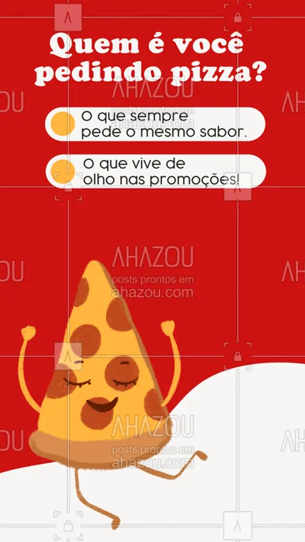 posts, legendas e frases de pizzaria para whatsapp, instagram e facebook: 🍕E aí, qual emoji te representa na hora de pedir pizza? Deixa aqui nos comentários! 👇#ahazoutaste #enquete #pedido #interação #clientes #pizza  #pizzalife  #pizzalovers  #pizzaria #emoji