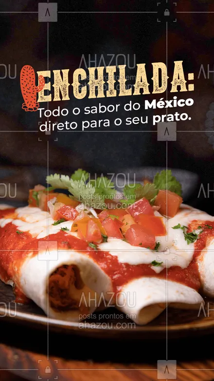 posts, legendas e frases de cozinha mexicana para whatsapp, instagram e facebook: Você não precisa viajar para sentir o verdadeiro sabor mexicano. Experimente nossas enchiladas e se surpreenda com essa delícia. #comidamexicana #cozinhamexicana #texmex #vivamexico #ahazoutaste #sabor #qualidade #cardápio #pratostipicos #opções #enchilada 