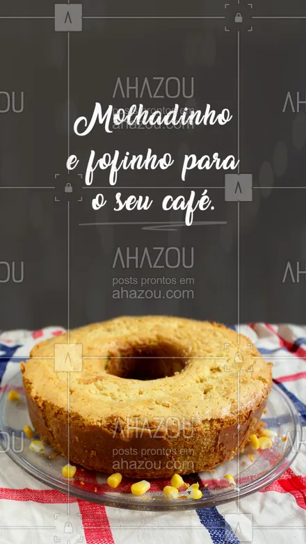 posts, legendas e frases de confeitaria para whatsapp, instagram e facebook: O bolo de milho perfeito para o seu café. Encomende já o seu. #ahazoutaste #bolocaseiro #confeitaria #bolodemilho