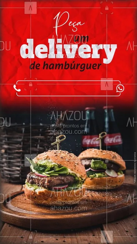 posts, legendas e frases de hamburguer para whatsapp, instagram e facebook: Sabe aquele hambúrguer que você está sonhando para o seu dia ficar bem? Então, tá facinho, facinho de ser realizado, é só ligar pra gente e fazer seu pedido. #Burger #Ahazou #Hamburguer #Delivery