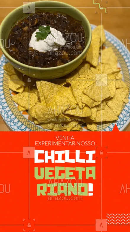 posts, legendas e frases de cozinha mexicana para whatsapp, instagram e facebook: Explosão de aroma e sabor numa só pedida. Venha experimentar nosso chilli, livre de animais, repleto de sabor! 🌶️🍃 #ahazoutaste #comidamexicana #cozinhamexicana #vivamexico #chilli #vegetariano