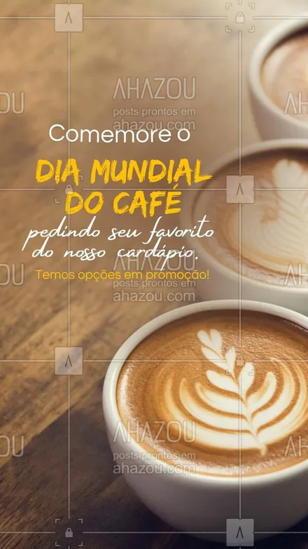 posts, legendas e frases de cafés para whatsapp, instagram e facebook: Em qualquer dia do ano o cafézinho é essencial, hoje então, nem se fala! Venha aproveitar nossos descontos ❤☕️ #ahazoutaste #diamundialdocafe #cafezinho #promoçao #desconto #cafeteria  #café 