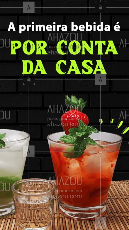 posts, legendas e frases de bares para whatsapp, instagram e facebook: Você não está sonhando. A sua primeira bebida é por nossa conta. A única dúvida é: qual você vai querer?  #ahazoutaste  #bar #drinks #cocktails #porcontadacasa 