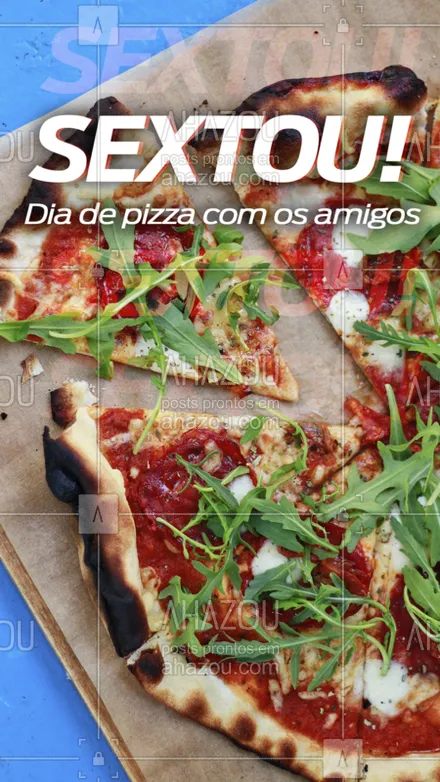 posts, legendas e frases de pizzaria para whatsapp, instagram e facebook: A Sexta chegou e bateu aquela vontade de pizza? ?❤️️? Peça já a sua! #pizza #comida #ahazou #pizzaria #alimentaçao #sexta
