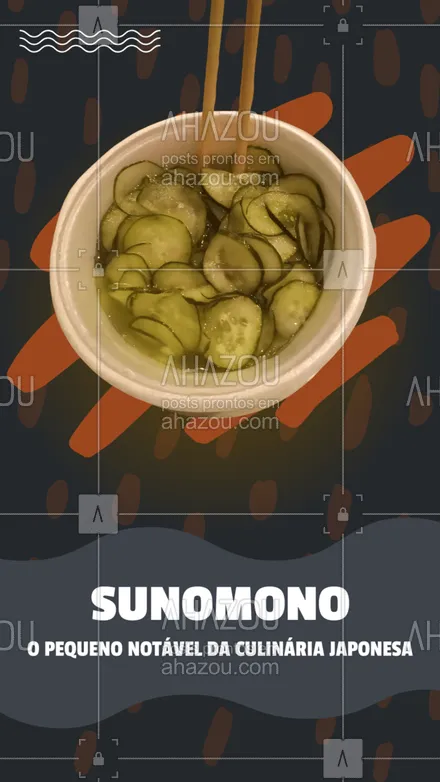 posts, legendas e frases de cozinha japonesa para whatsapp, instagram e facebook: Sunomono é aquela pequena porção que possuí um sabor imenso. ?? #ahazoutaste  #japa #sushidelivery #sushitime #japanesefood #sushilovers #comidajaponesa