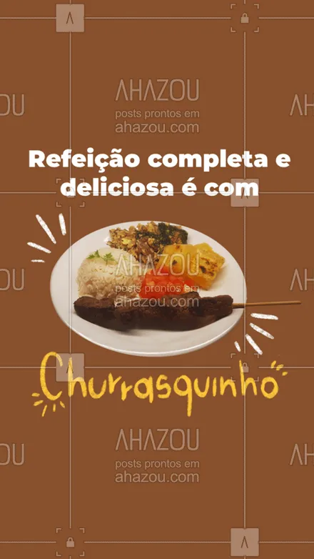 posts, legendas e frases de açougue & churrasco para whatsapp, instagram e facebook: Churrasquinho pode ser uma refeição completa e maravilhosa! #ahazoutaste  #churrasco #bbq  #barbecue #meatlover #churrascoterapia
