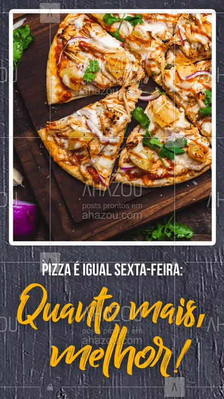 posts, legendas e frases de pizzaria para whatsapp, instagram e facebook: É uma delícia, e a gente não quer que acabe mais ??
#pizza #sextafeira #sextou #food #bandbeauty #ahazou