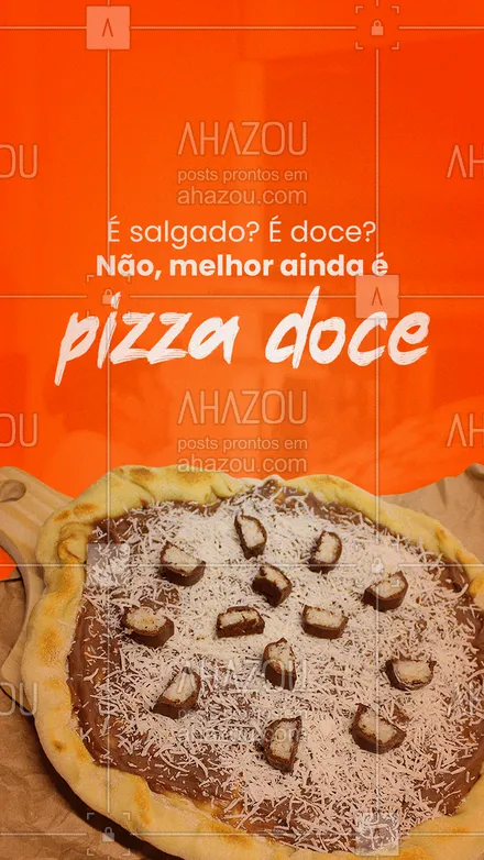 posts, legendas e frases de pizzaria para whatsapp, instagram e facebook: O melhor dos dois mundos na mesma pizza. Vamos provar?  #ahazoutaste  #pizzalife #pizza #pizzaria #pizzadoce