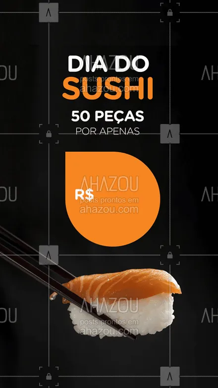 posts, legendas e frases de cozinha japonesa para whatsapp, instagram e facebook: Eu ouvi promoção de sushi??? SIIIIM! ?
E são 50 peças por apenas R$ XX,XX! 
Aproveite e monte seu combo! 

#Sushi #ComidaJaponesa  #ahazoutaste  #japanesefood #sushitime #sushidelivery #japa #sushilovers