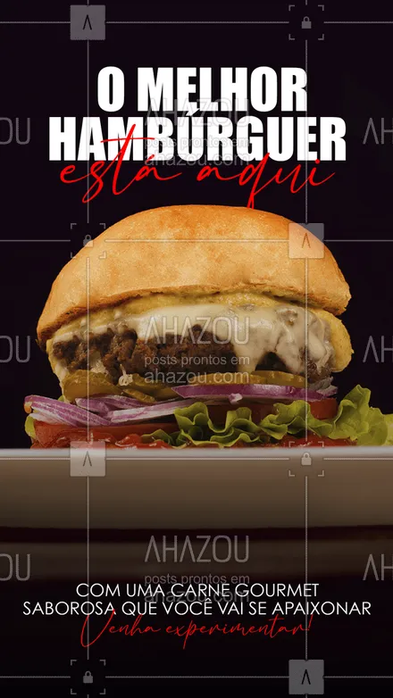 posts, legendas e frases de hamburguer para whatsapp, instagram e facebook: Venha experimentar o melhor hambúrguer da região.
Com carne gourmet que vai te apaixonar.
#ahazoutaste #artesanal  #burger  #burgerlovers  #hamburgueria  #hamburgueriaartesanal 