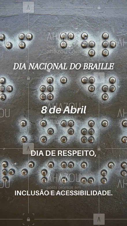 posts, legendas e frases de ensino particular & preparatório para whatsapp, instagram e facebook: Você já parou pra pensar na diferença que o Braille faz na vida de quem o usa todos os dias? Precisamos pensar muito em todo esse impacto e como podemos continuar aumentando a inclusão social.
#Dia #AhazouEdu #Braille