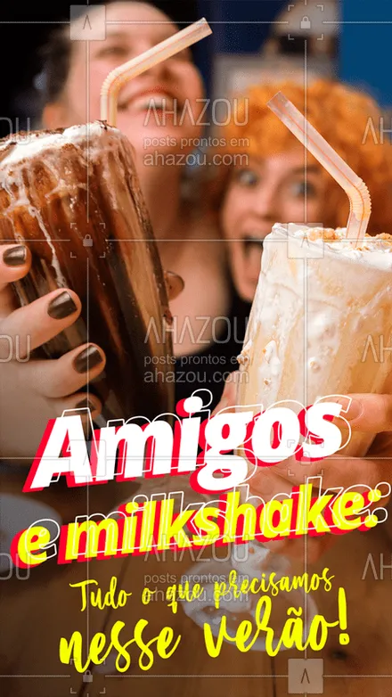 posts, legendas e frases de gelados & açaiteria para whatsapp, instagram e facebook: Amigos + aquele seu milkshake favorito = verão perfeito! ?
Vem se refrescar e se deliciar! ❤

#milkshake #bebida #amigos #verao #ahazou