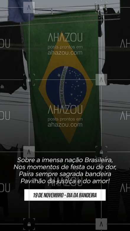 posts, legendas e frases de posts para todos para whatsapp, instagram e facebook: 19 de novembro - Dia da Bandeira
Que tenhamos sempre orgulho de ser Brasileiro.
#ahazou #frasesmotivacionais  #motivacionais  #motivacional   #quote 
