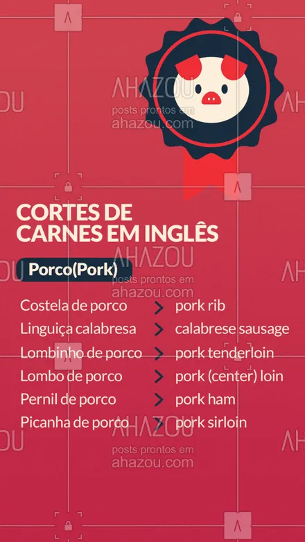 posts, legendas e frases de línguas estrangeiras para whatsapp, instagram e facebook: Qual é a sua parte preferida do porco?🤤

#AhazouEdu #cortesdecarne #porco #pork  #dicas #dicasvocabulario #english #ingles