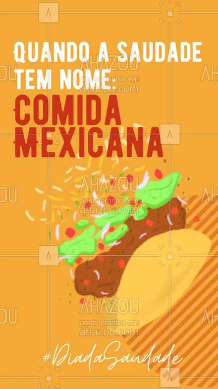 posts, legendas e frases de cozinha mexicana para whatsapp, instagram e facebook: Ay caramba!? Você não pode deixar essa saudade tomar conta do seu estômago.??
.
?(inserir nome do estabelecimento)?
☎️(inserir contato)
?(inserir endereço)
⏰(inserir horário de funcionamento) #DiadaSaudade #Saudade #AhazouTaste #ComidaMexicana #Mexico #Mexicano #ahazoutaste 