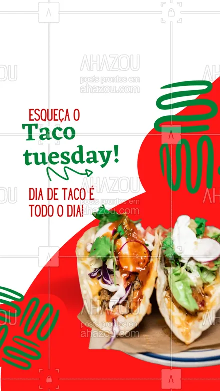 posts, legendas e frases de cozinha mexicana para whatsapp, instagram e facebook:  Não tem dia e nem hora para comer um delicioso taco! Se a vontade bater. É só entrar em contato e pedir o seu! #comidamexicana #cozinhamexicana #vivamexico #ahazoutaste #tacos #taco #sabor #opçoes