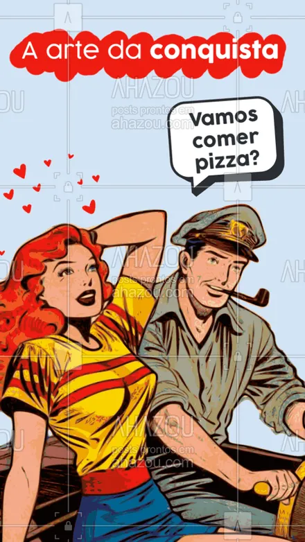 posts, legendas e frases de pizzaria para whatsapp, instagram e facebook: Quer conquistar a cremosa ou o cremoso e não sabe como??? Chama pra comer pizza, é tiro e queda! ??? #pizza #pizzaria #ahazou #crush #bandbeauty