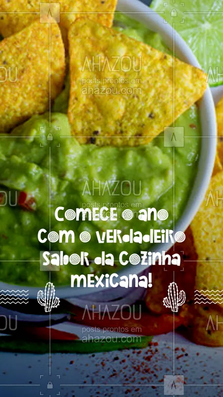 posts, legendas e frases de cozinha mexicana para whatsapp, instagram e facebook: Arriba muchachos!!! Comece o ano com o melhor da cozinha mexicana! 
Vem pra cá saborear nossos deliciosos pratos! ?

#CozinhaMexicana #tacos #burritos #ComidaMexicana #ahazoutaste  #vivamexico #nachos 